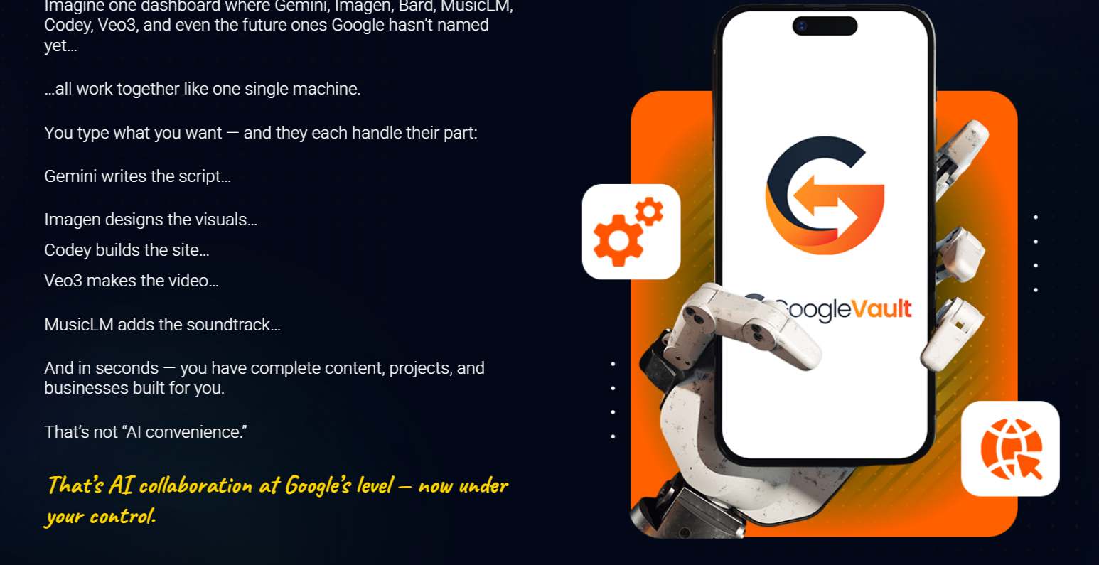 GoogleVault product interface and promotional overview