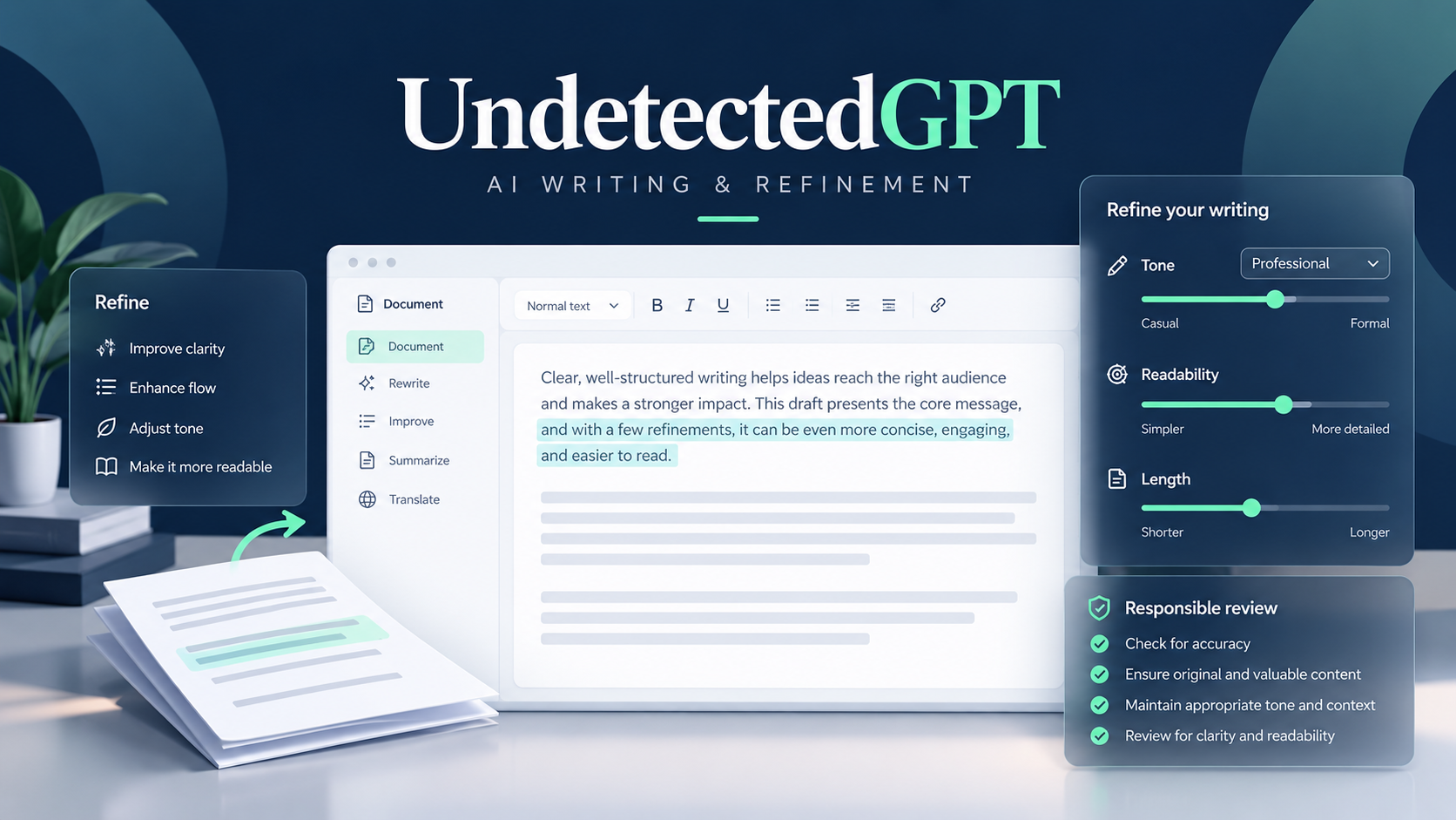 Original illustration of UndetectedGPT and its primary workflow.
